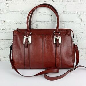 Wilsons Leather Vintage Red Satchel Buckle Briefcase Computer Travel Bag